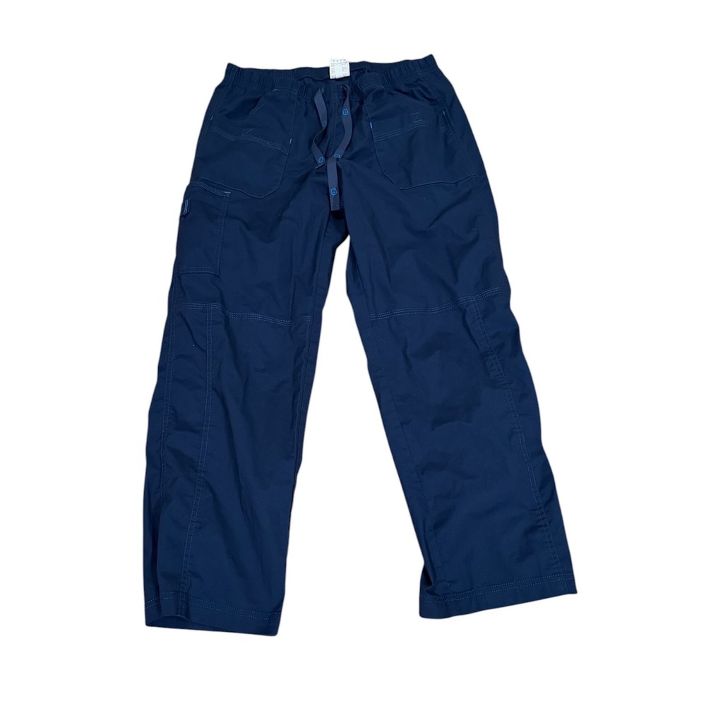 Wonderwink Scrub Pants Navy Blue Cargo Petite Large Elastic Waist Drawstring